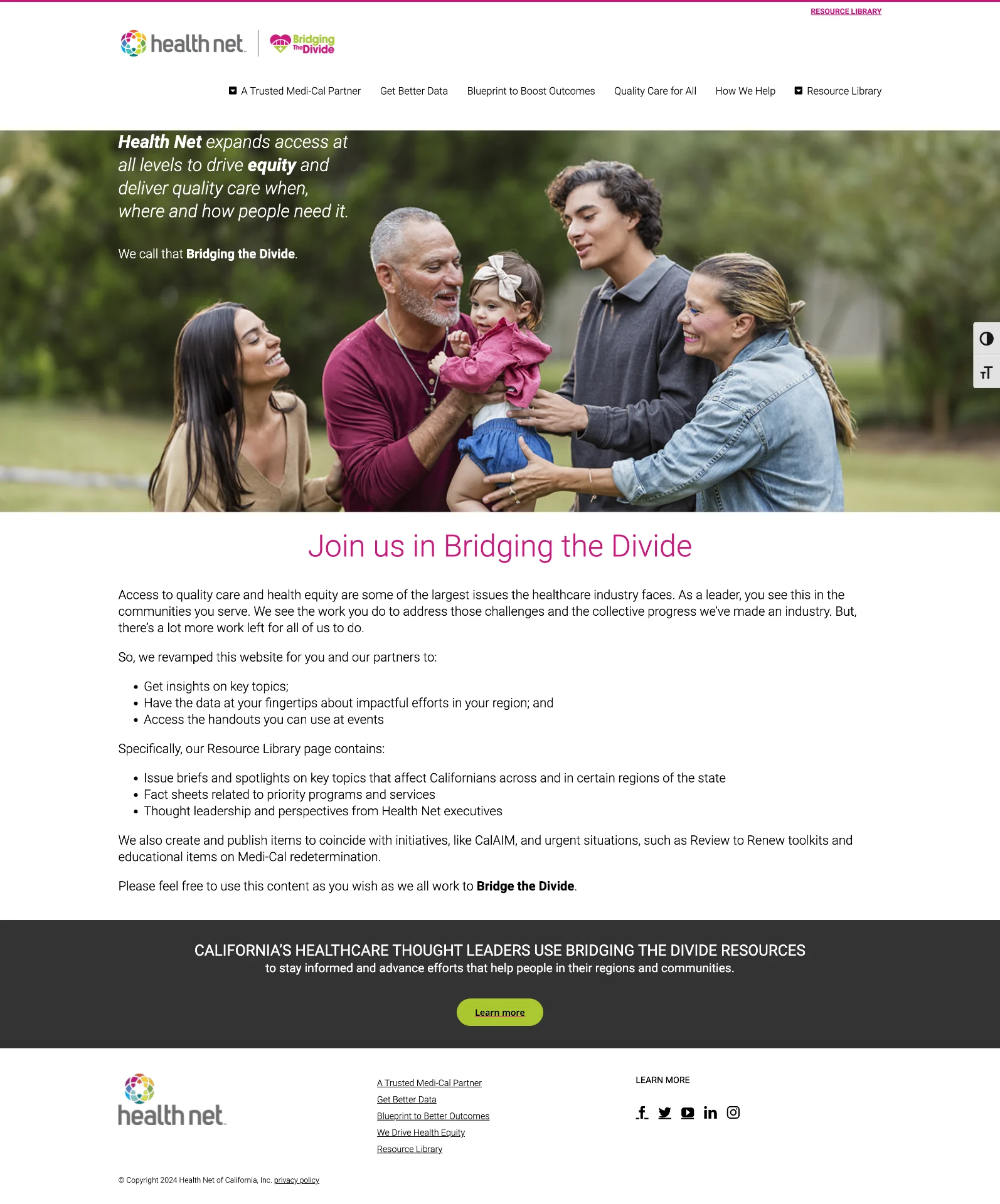 Health Net Bridging The Divide — previous homepage