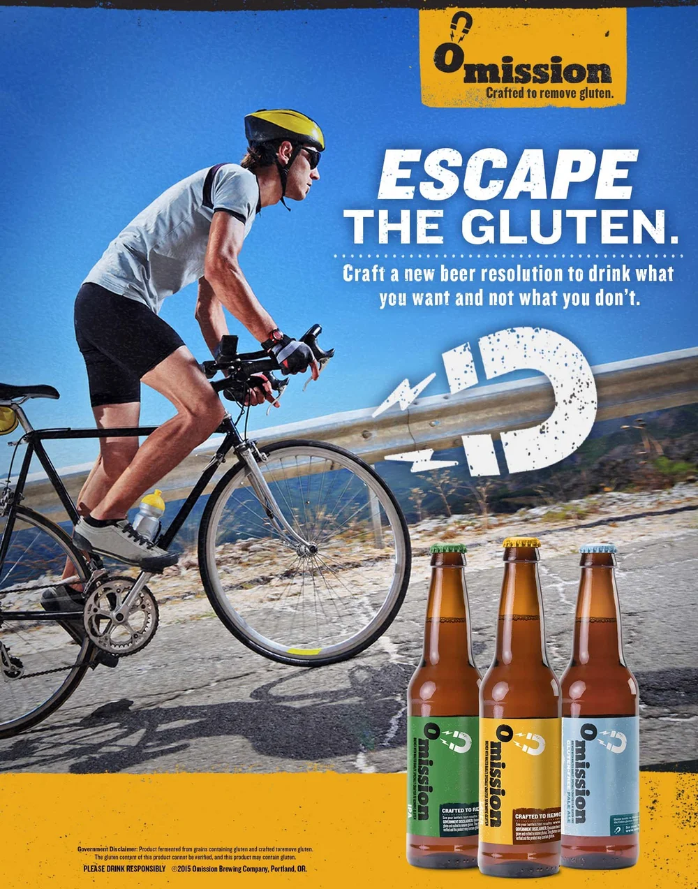 Omission Escape the Gluten print ad