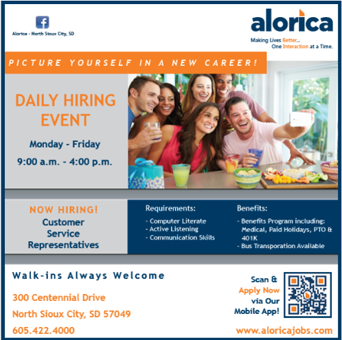 Legacy Alorica daily hiring event flyer
