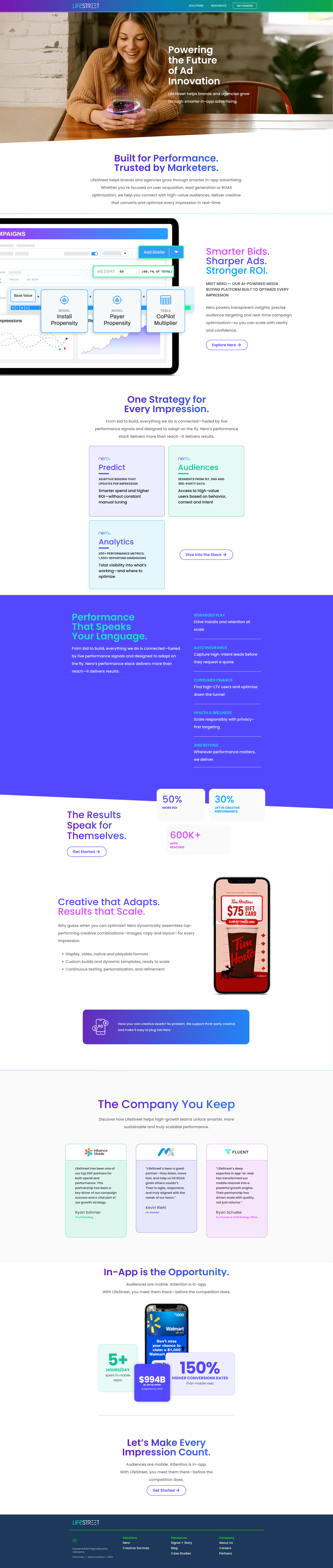 Full-length scroll of the current lifestreet.com homepage